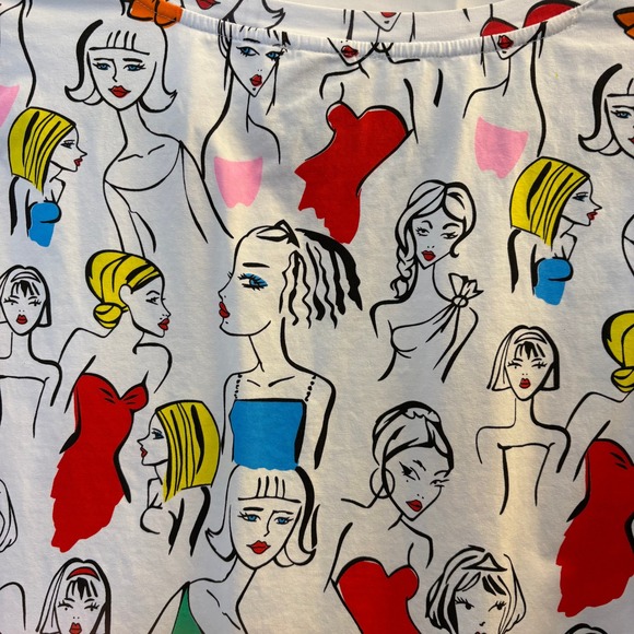 Leo & Ugo Paris Women's White Graphic Top Size 2 Shirt Medium Short Sleeve Artsy - Picture 7 of 7